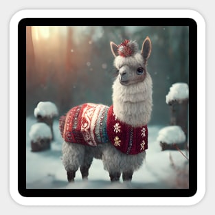 Cute Christmas Llama Sticker